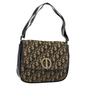 Authentic Christian Dior Trotter Canvas Shoulder Bag Navy
